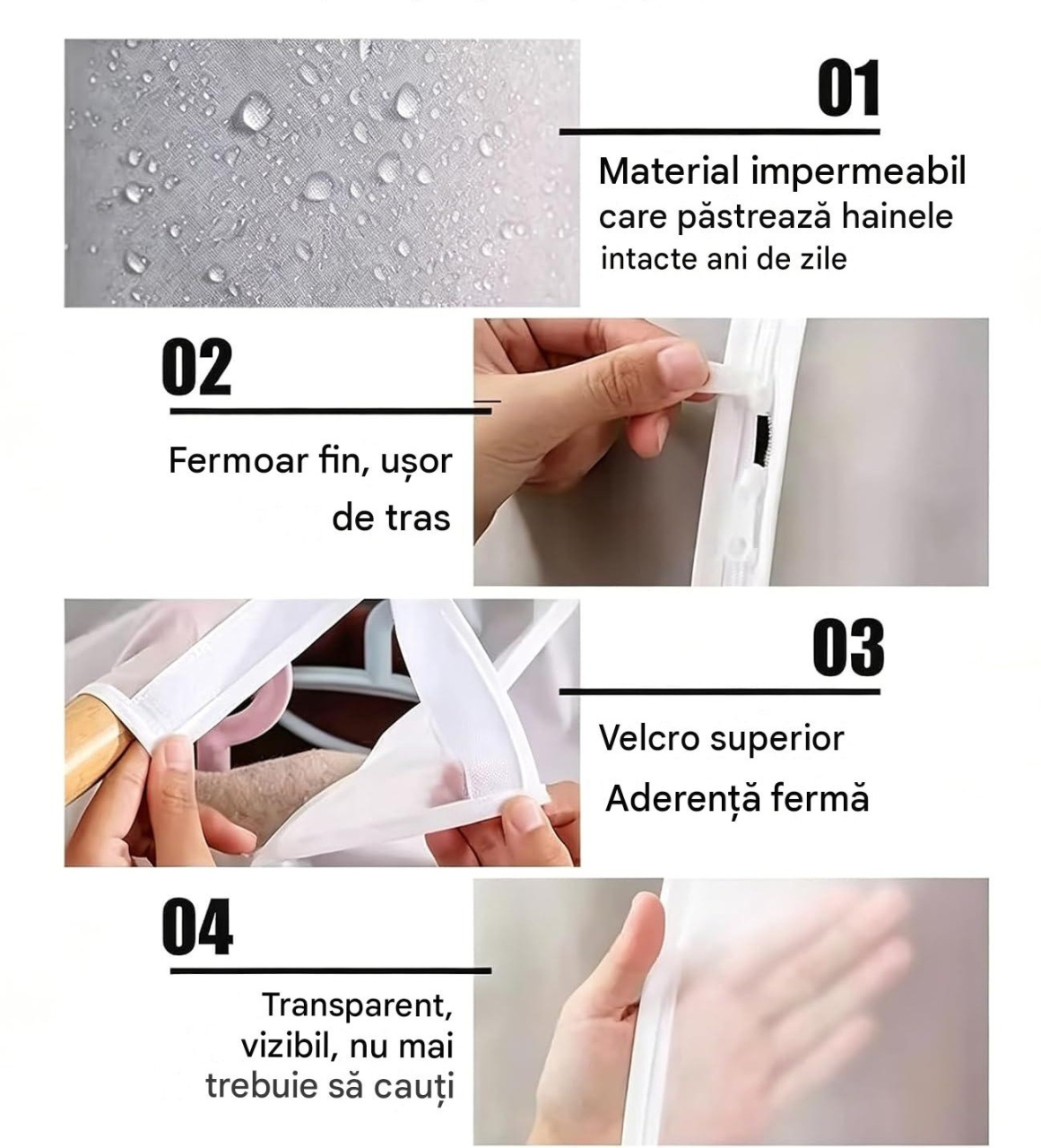 Husă protecție haine PEVA 50 × 80 × 90 cm alb semitransparent MaffStuff [9]