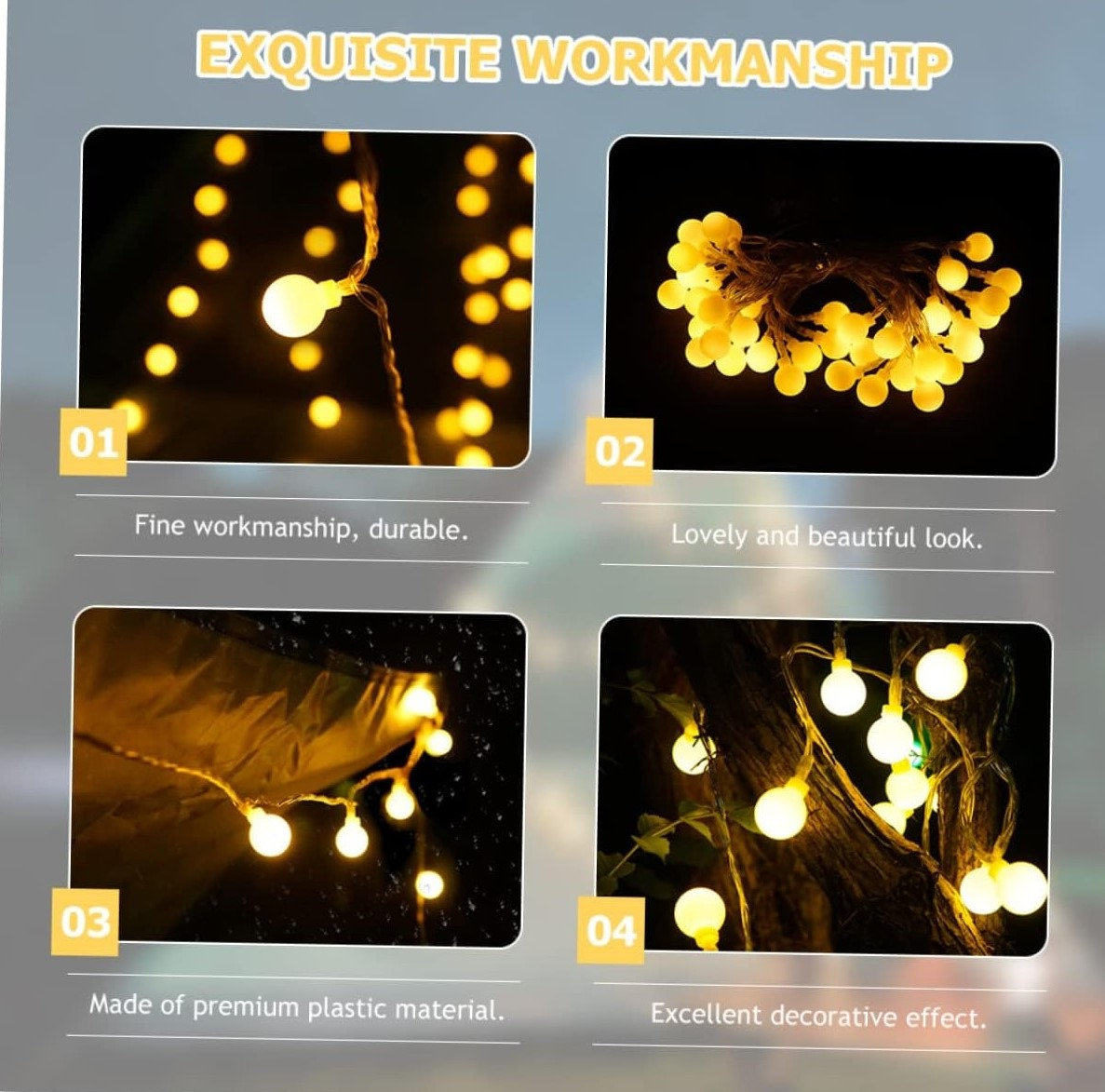 Instalație Becuri LED 6m, 40 LED-uri Lumină Caldă – Decor Terasă, Grădină, Cameră [19]