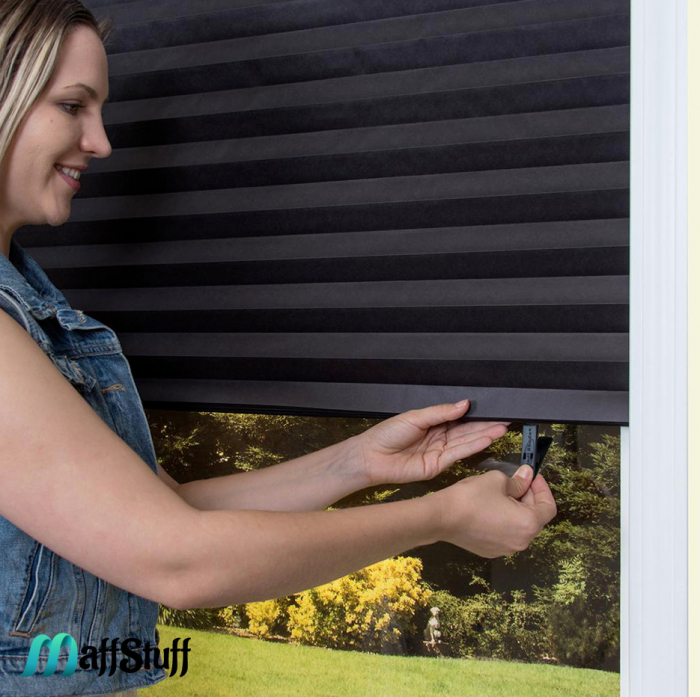 Jaluzea fereastră PVC Jaluzea textilă autoadezivă Prindere ușoară pentru jaluzea Jaluzele decorative pentru ferestre Întunecare ferestre PVC Îmbunătățire ambient interior Înfrumusețare fereastră PVC [3]