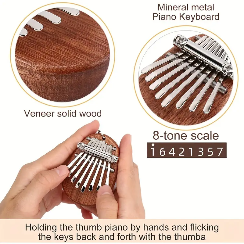 Kalimba din Lemn – Instrument Muzical cu 8 Note, Ideal pentru Relaxare și Hobby [12]