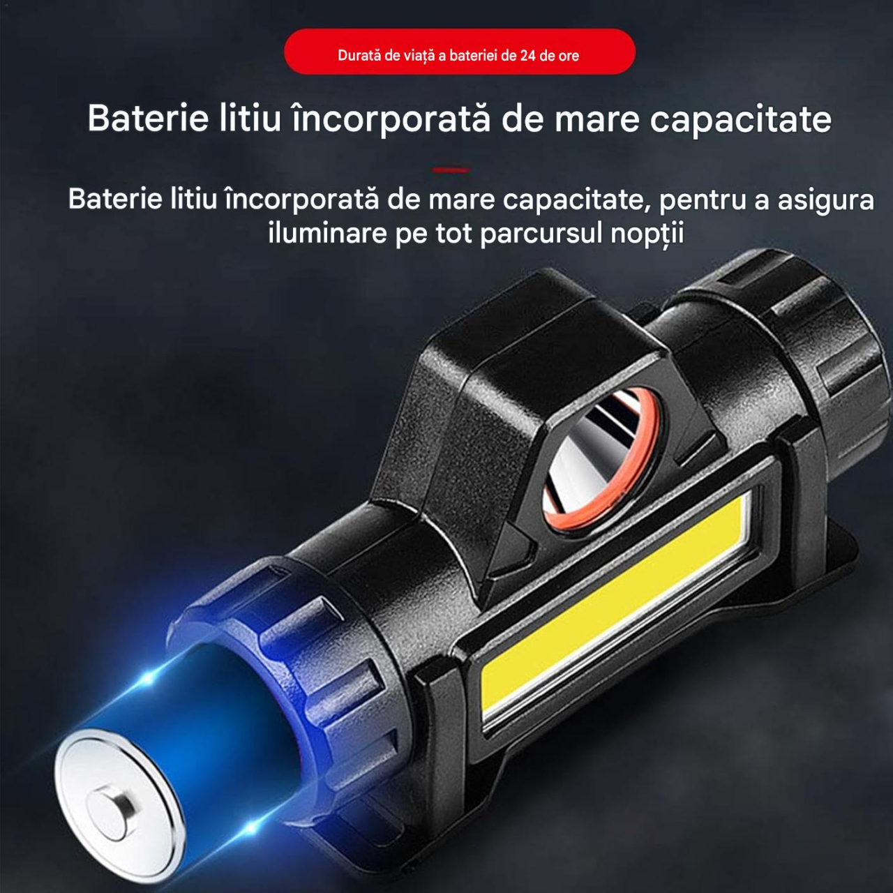 lanterna frontala led reincarcabila usb neagra MaffStuff [7]