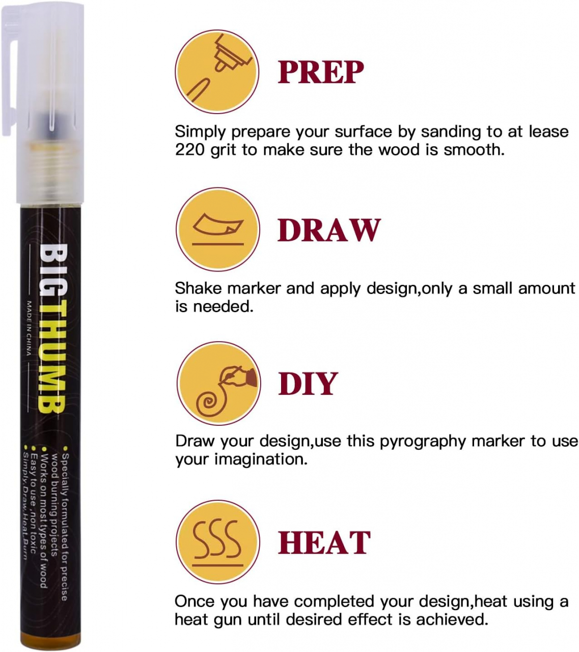 marker pirogravură lemn marker efect ars lemn marker DIY lemn marker personalizare lemn marker vopsea lemn marker cadouri personalizate lemn marker jucării lemn marker artizanat lemn marker desen lemn marker scris lemn [15]