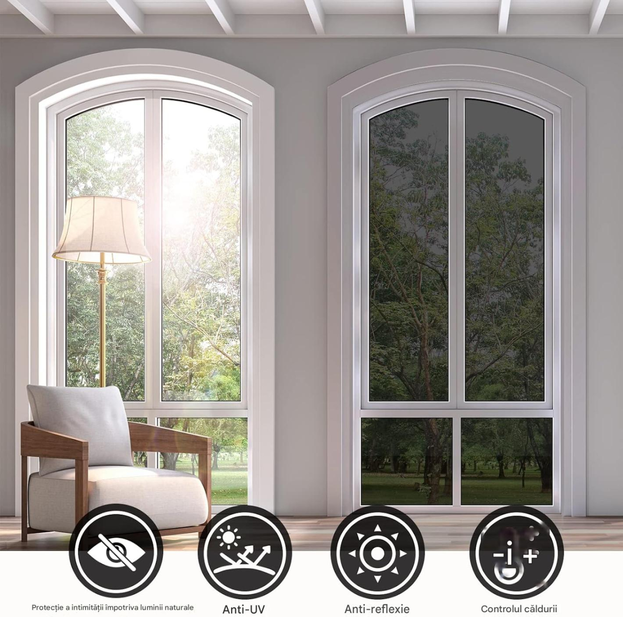 folie geam efect oglinda protectie solara argintiu MaffStuff [13]