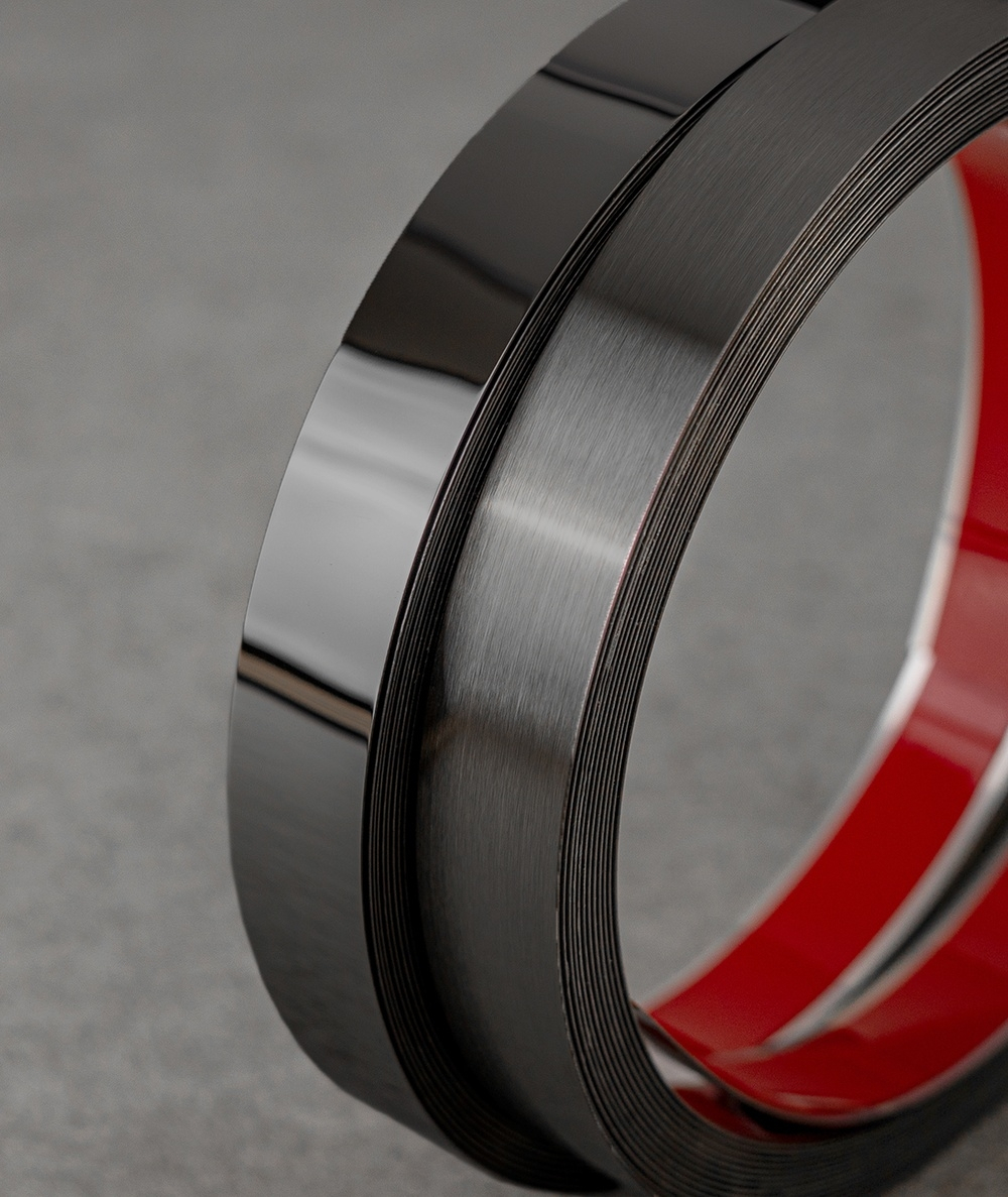 Bandă decorativă adezivă inox negru periat brushed black [8]