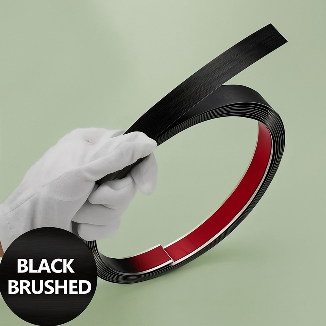 Bandă decorativă adezivă inox negru periat brushed black [2]