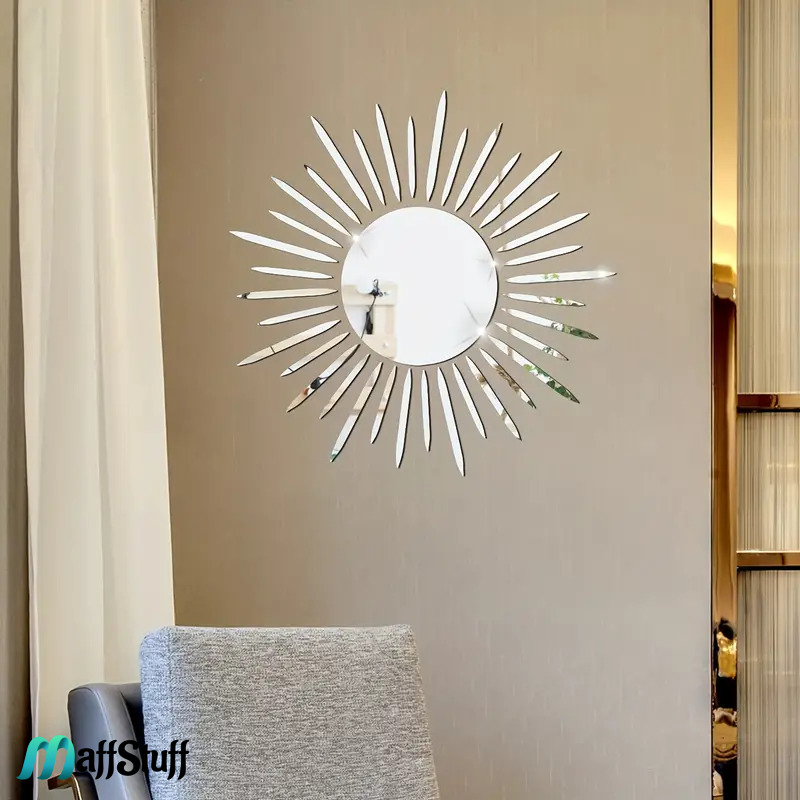 Oglinda Decorativa de Perete, Moderna, Model Soare cu Raze [6]