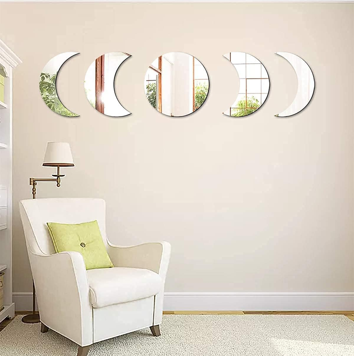 Set Oglinzi Autoadezive Fazele Lunii – Acrilic Reflectorizant, 5 Bucăți, Decor Perete Modern [23]