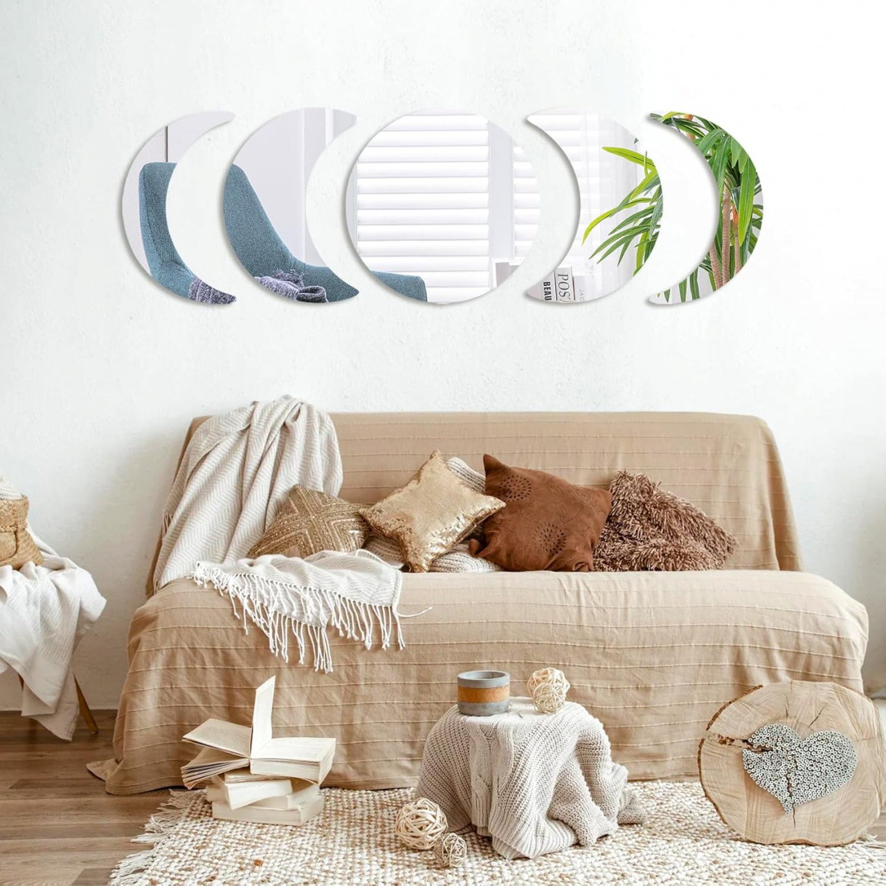 Set Oglinzi Autoadezive Fazele Lunii – Acrilic Reflectorizant, 5 Bucăți, Decor Perete Modern [15]