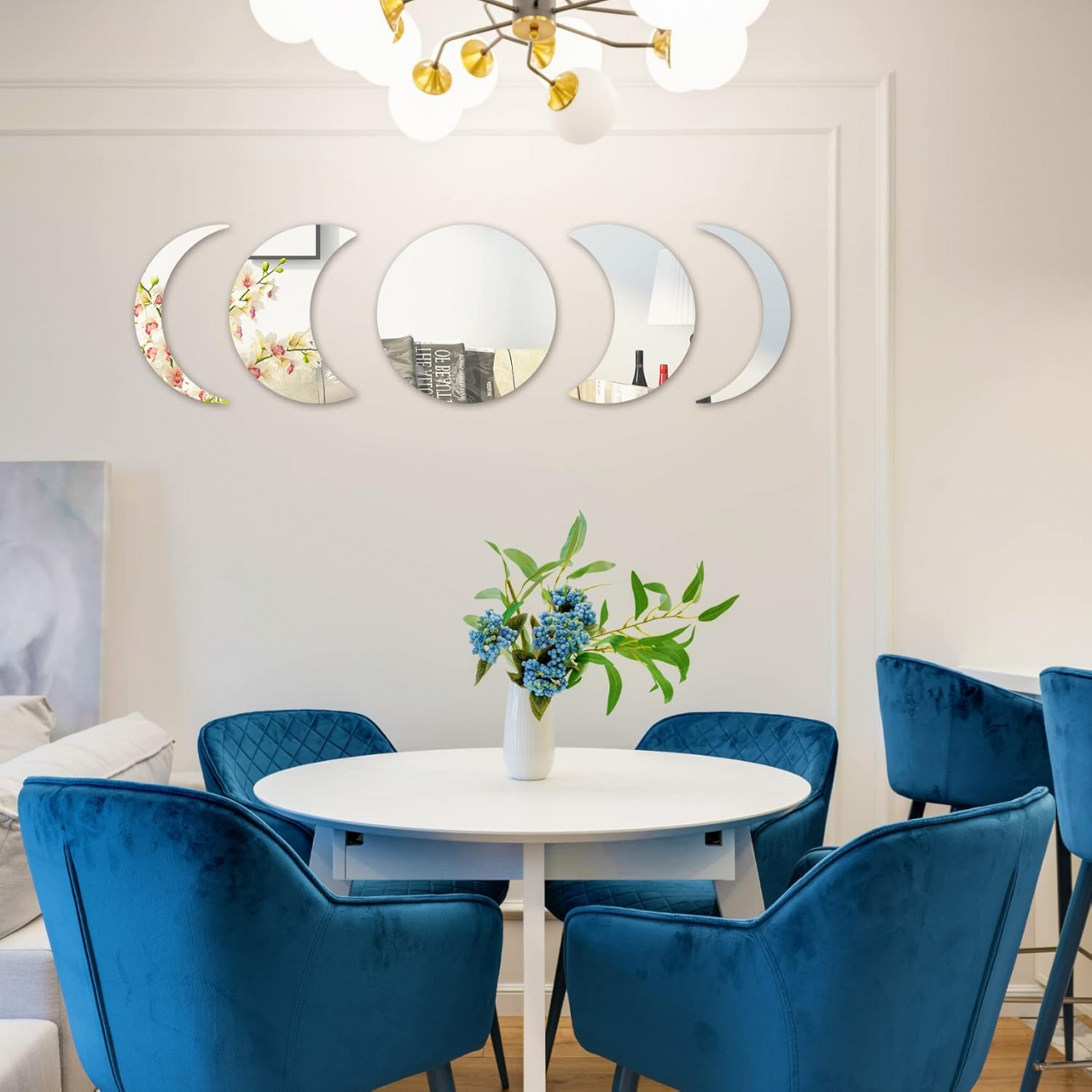 Set Oglinzi Autoadezive Fazele Lunii – Acrilic Reflectorizant, 5 Bucăți, Decor Perete Modern [7]