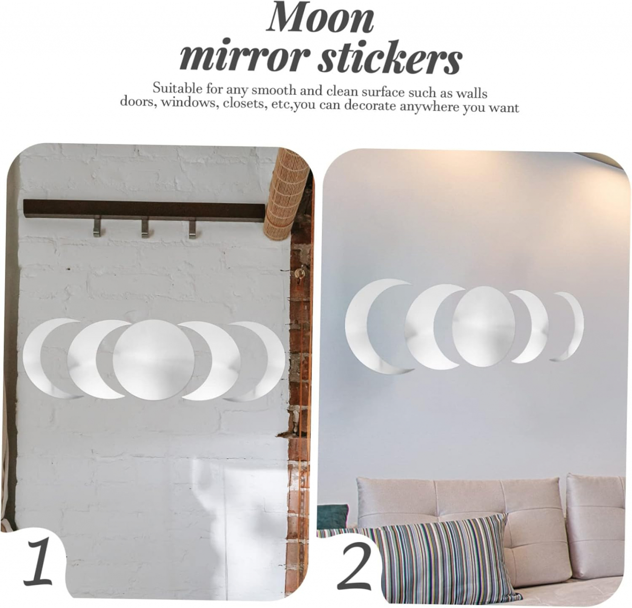 Set Oglinzi Autoadezive Fazele Lunii – Acrilic Reflectorizant, 5 Bucăți, Decor Perete Modern [8]