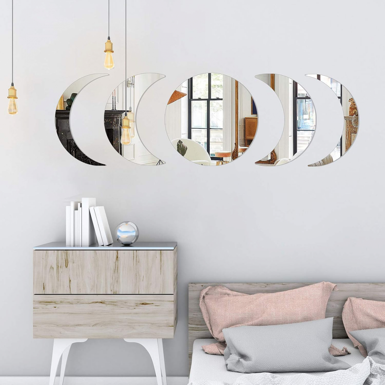 Set Oglinzi Autoadezive Fazele Lunii – Acrilic Reflectorizant, 5 Bucăți, Decor Perete Modern [13]
