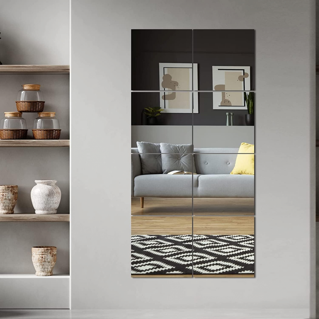 Set 4 Oglinzi Autoadezive Pătrate – Acrilic Reflectorizant, 20x20 cm, Decor Perete Modern [20]
