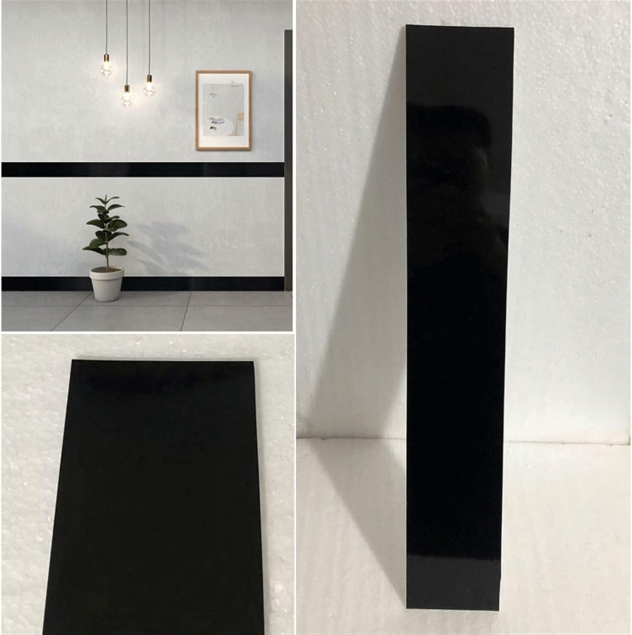 Bandă autoadezivă neagră 60x12 cm – impermeabilă și izolatoare pentru plinte și pervaz [2]
