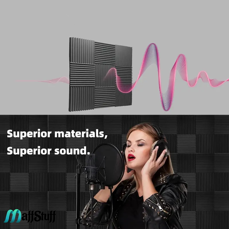 Panouri fonoabsorbante autoadezive Izolare acustică Burete poliuretanic Reducerea zgomotului Reducerea ecoului Absorbție fonică Estetică acustică Soluții de izolare fonică   Amenajări interioare acustice [17]