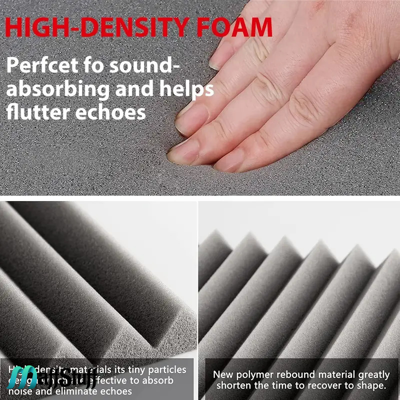 Panouri fonoabsorbante autoadezive Izolare acustică Burete poliuretanic Reducerea zgomotului Reducerea ecoului Absorbție fonică Estetică acustică Soluții de izolare fonică   Amenajări interioare acustice [3]