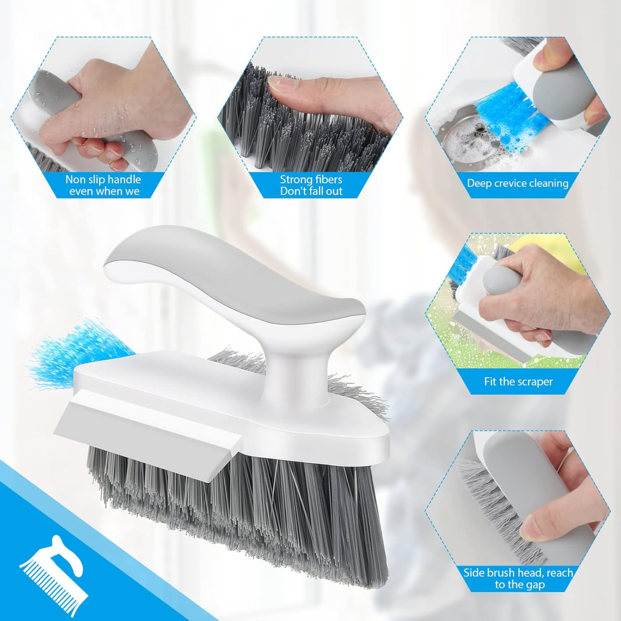 Perie Multifuncțională 4în1 – Curățenie Bucătărie, Baie, Balcon, Peri Aspri, Racletă, PVC [2]