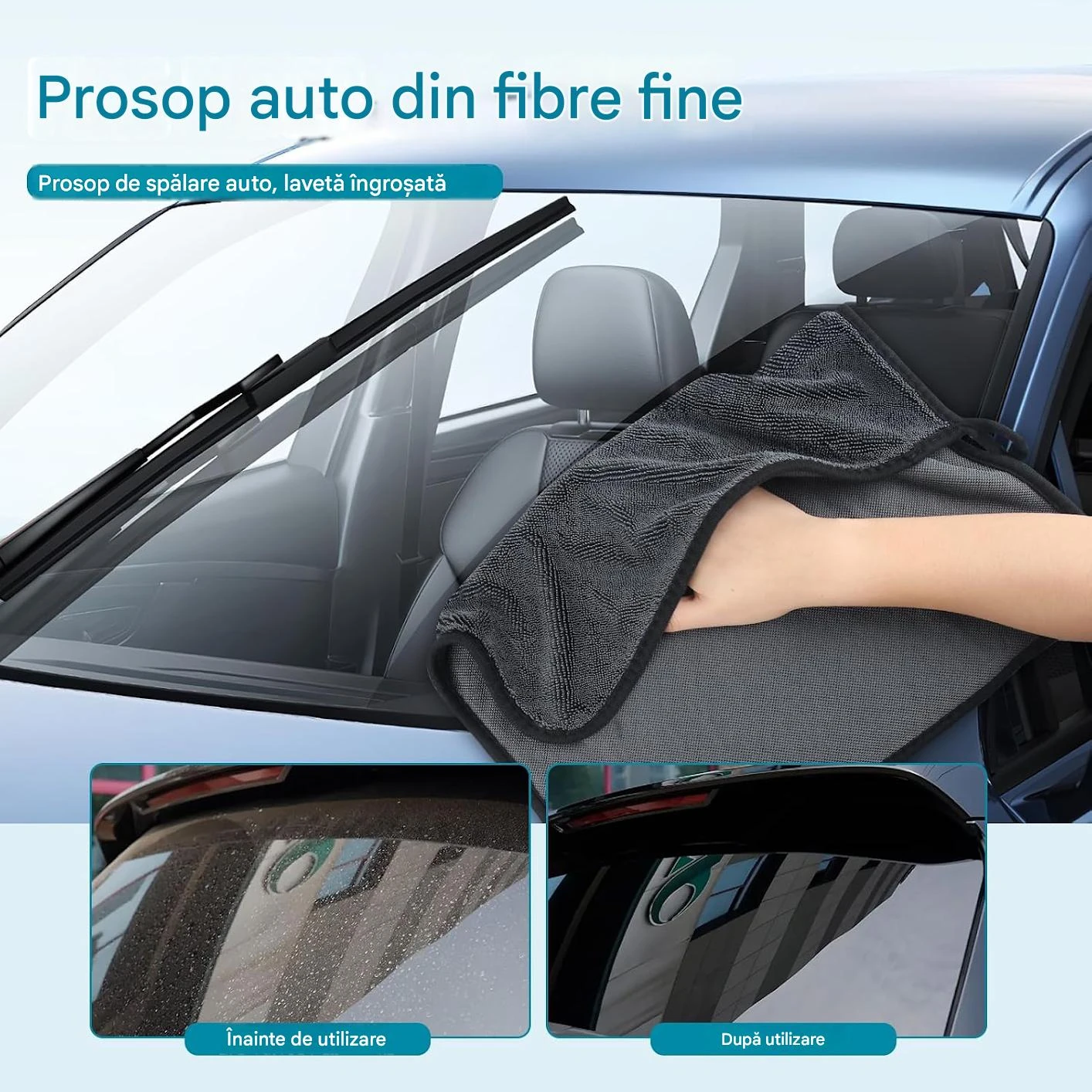 prosop microfibra uscare auto 90x60 negru MaffStuff [5]