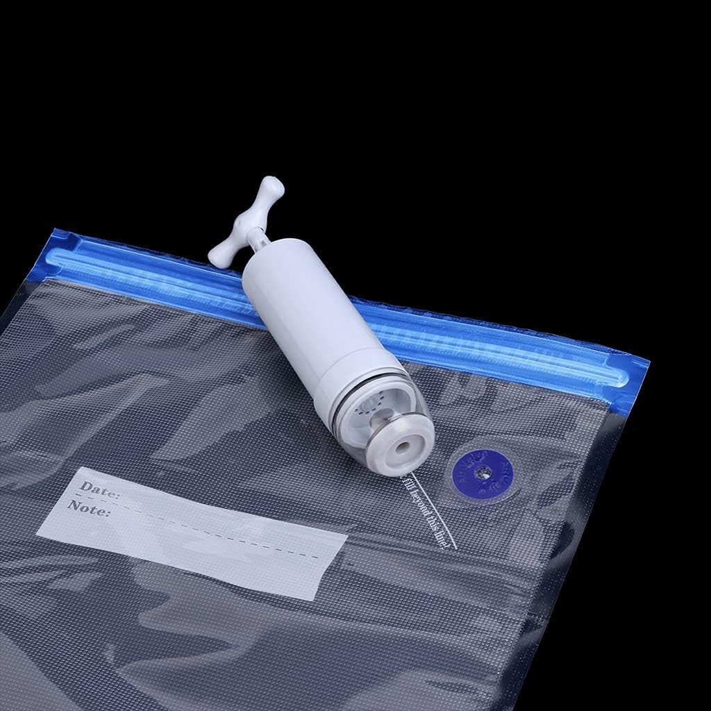 Pungi Alimentare pentru Vidat Fructe, Legume și Alimente | Set 5 Bucăți Reutilizabile | Pompa Vacuum și Clema Incluse [12]
