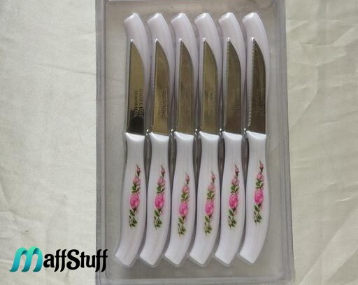 Set 12 Cutite de Bucatarie cu Imprimeu Floral, pentru Decojit, Curatat si Taiat Fructe, Legume, Branza si Cascaval, 16cm [3]