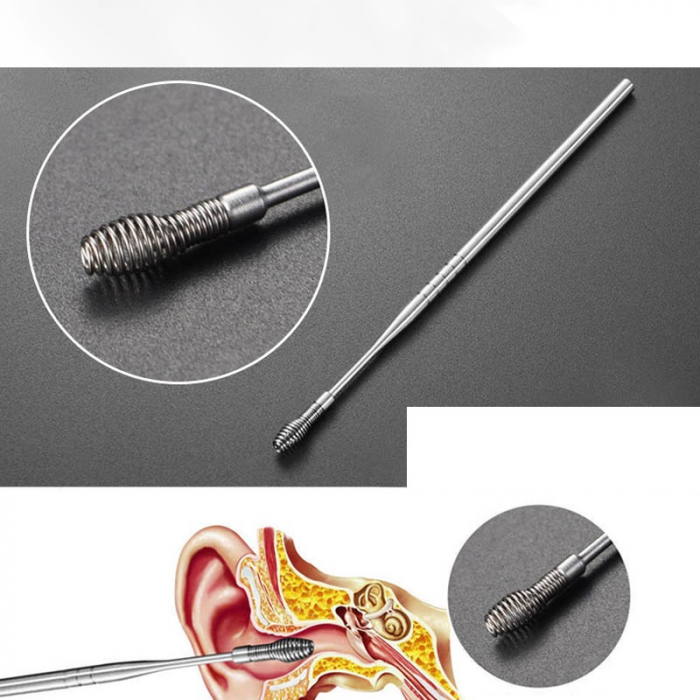 Set 2x Instrumente Metalice Curățare Urechi – Cu Arc Reutilizabil [6]