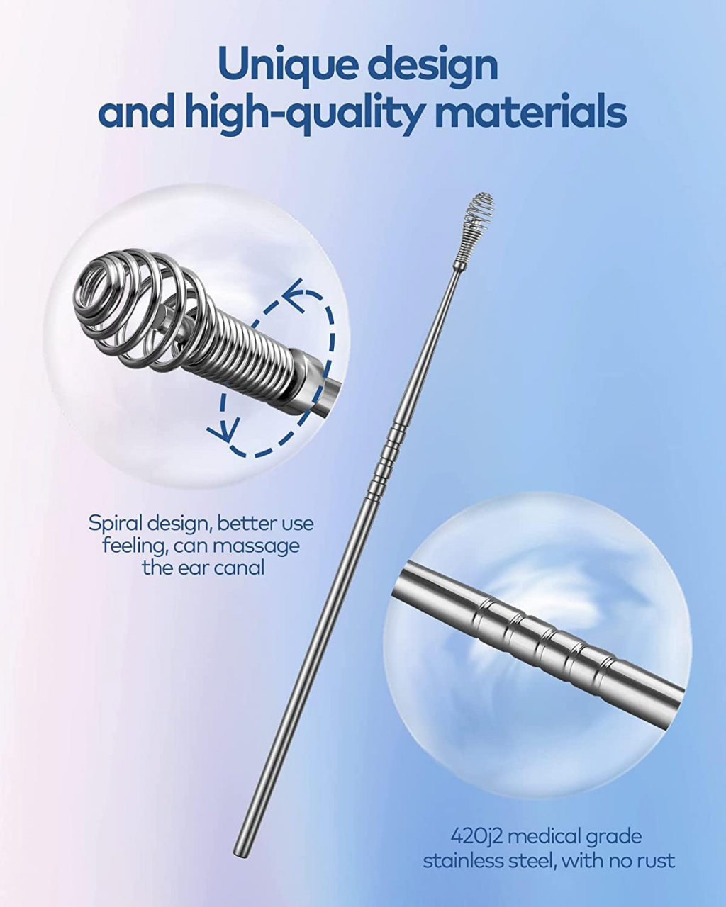 Set 2x Instrumente Metalice Curățare Urechi – Cu Arc Reutilizabil [13]