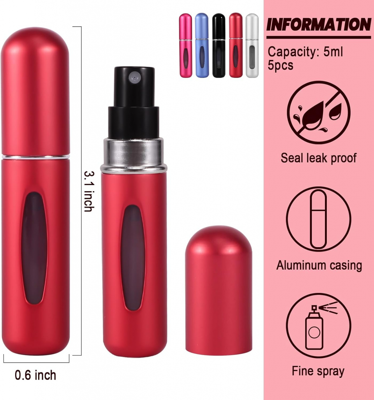 Set 3 x Sticluțe Pulverizatoare pentru Parfum, Reîncărcabile, 5 ml – Perfecte pentru Poșetă și Călătorii [21]