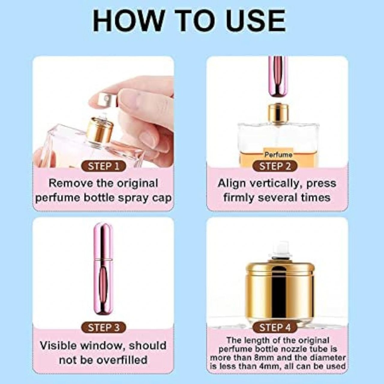 Set 3 x Sticluțe Pulverizatoare pentru Parfum, Reîncărcabile, 5 ml – Perfecte pentru Poșetă și Călătorii [4]