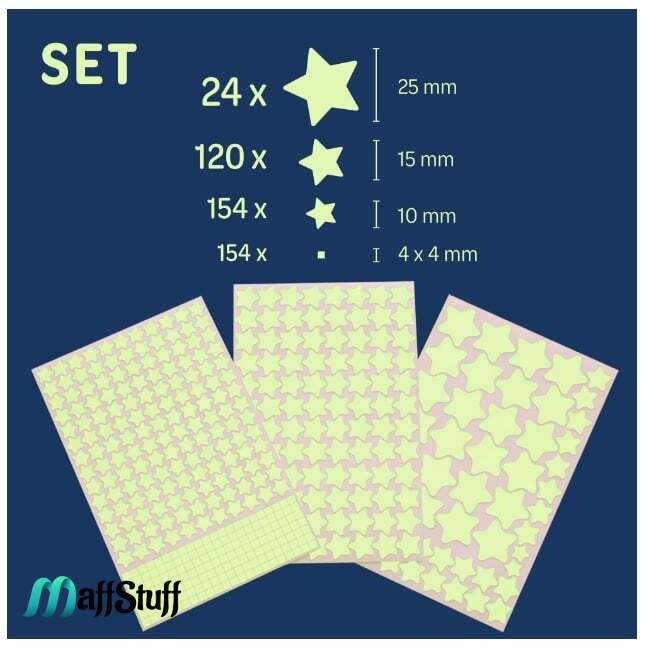 Stickere Decorative de Perete, Set 452 Stelute si Patratele Fosforescente [12]