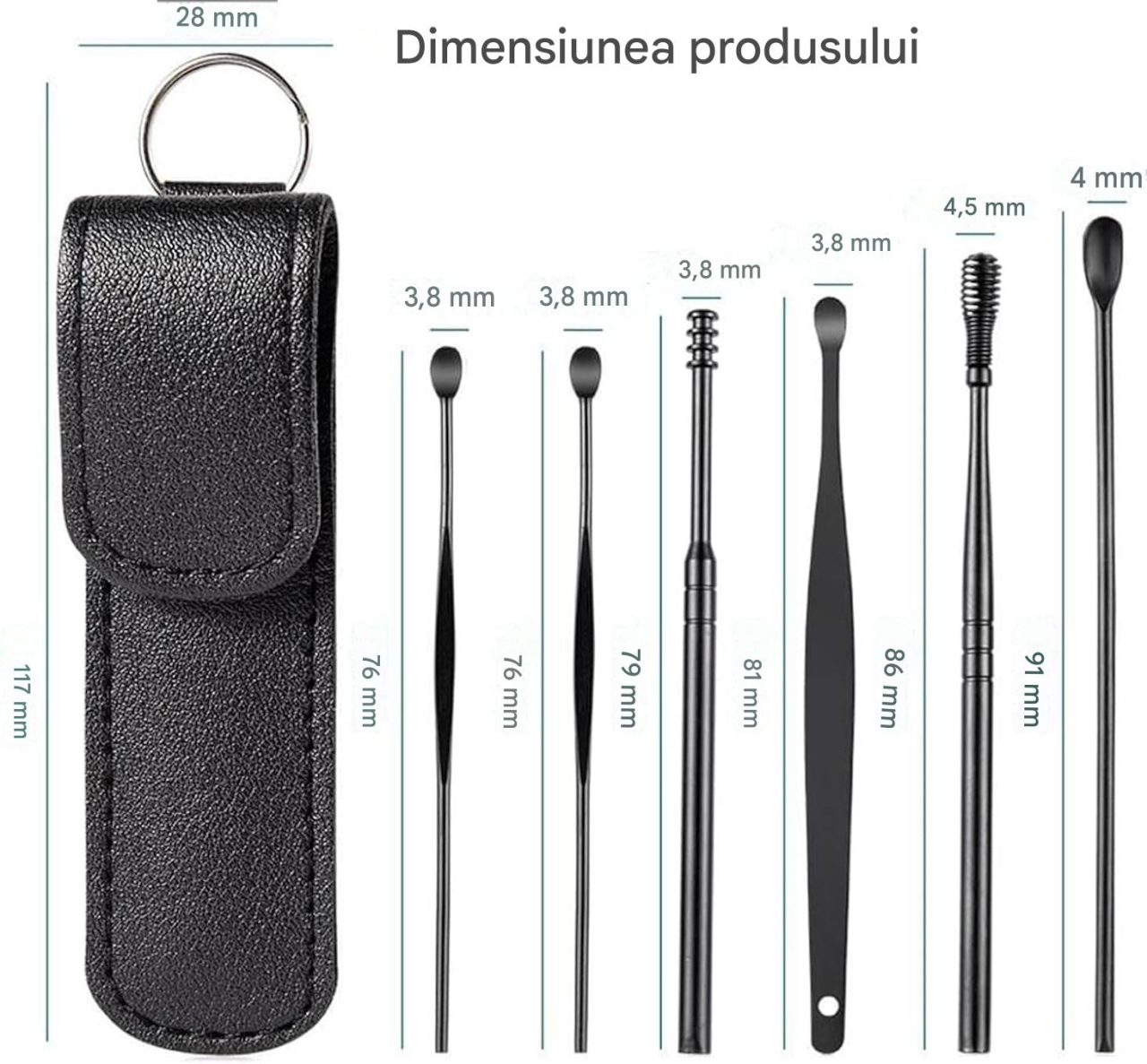 set instrumente curatare urechi reutilizabile argintiu MaffStuff [3]