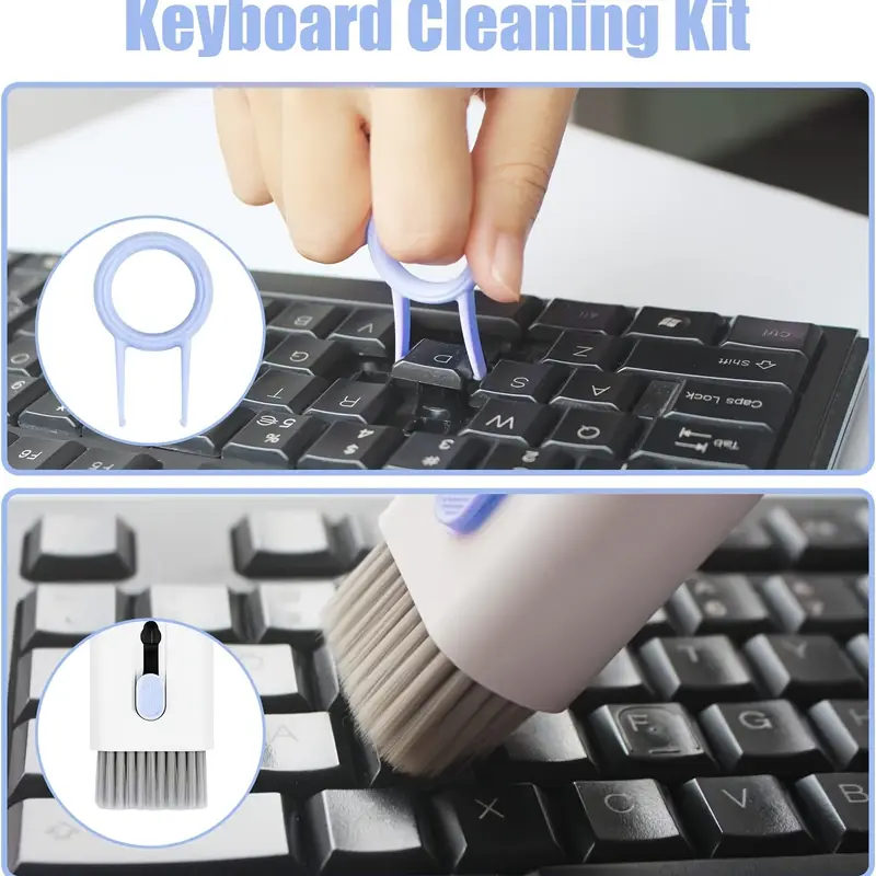 Set Curățare 7 în 1 pentru Laptop, Tastatură și Gadgeturi – Perie Multifuncțională, Duster, Extractor Taste, Spray Reîncărcabil [15]