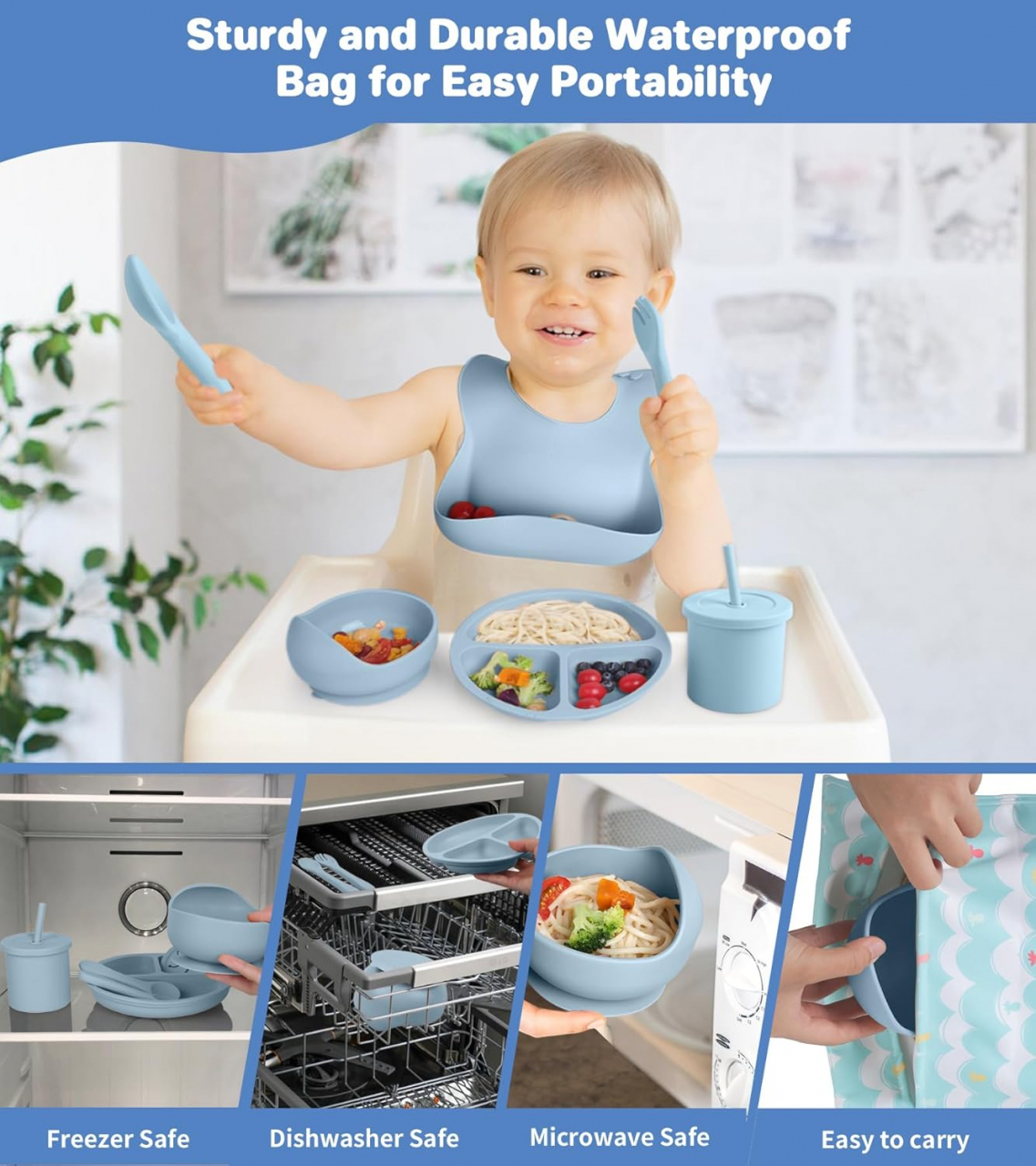 Set Hrănire Bebeluși +6 Luni – 6 Piese Ergonomice, Silicon Fără BPA [15]