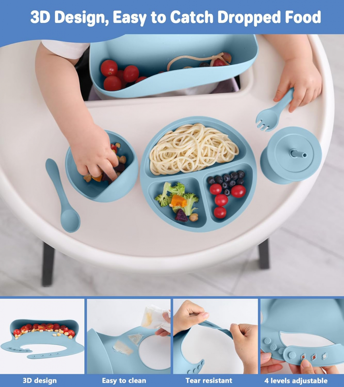 Set Hrănire Bebeluși +6 Luni – 6 Piese Ergonomice, Silicon Fără BPA [11]