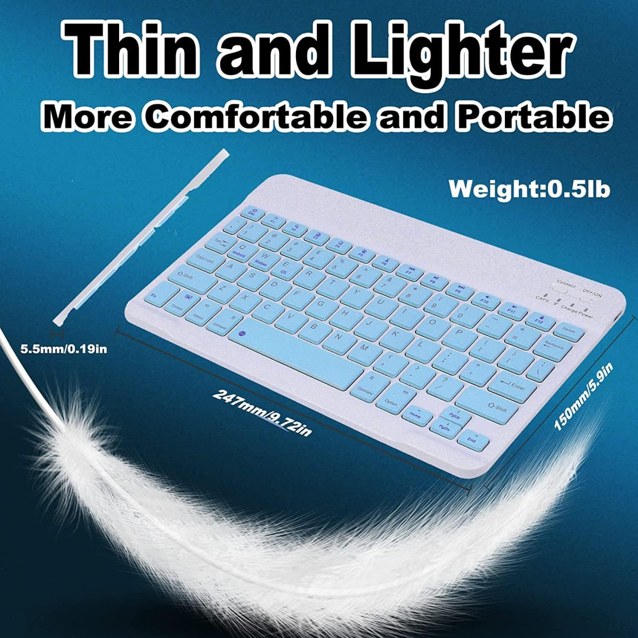 Set Tastatura Mouse Wireless Slim Bluetooth Albastru [7]