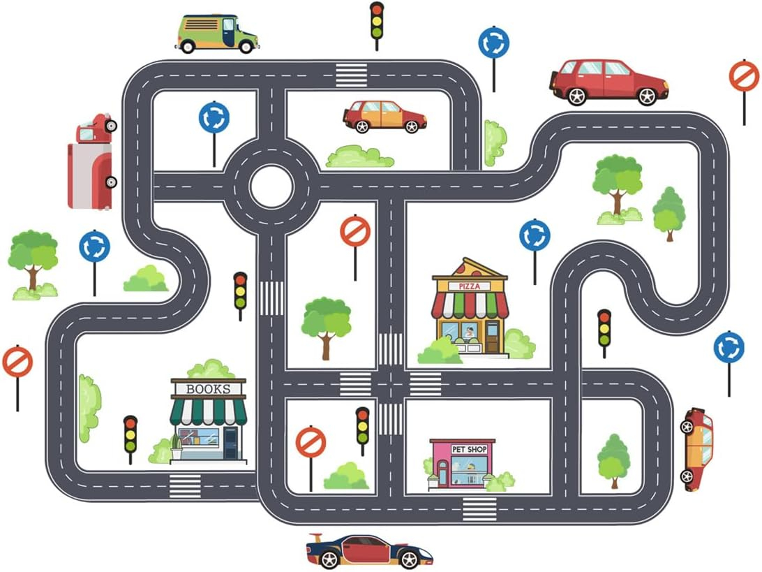 Sticker Autoadeziv pentru Podea – Model Oraș cu Străzi, Perfect pentru Joaca Copiilor [7]