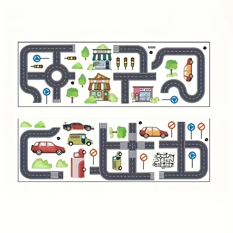 Sticker Autoadeziv pentru Podea – Model Oraș cu Străzi, Perfect pentru Joaca Copiilor [11]