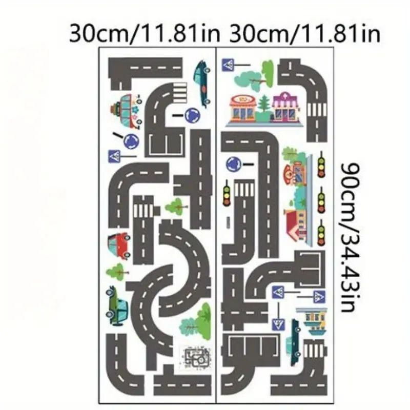 Sticker Autoadeziv pentru Podea – Model Oraș cu Străzi, Perfect pentru Joaca Copiilor [16]