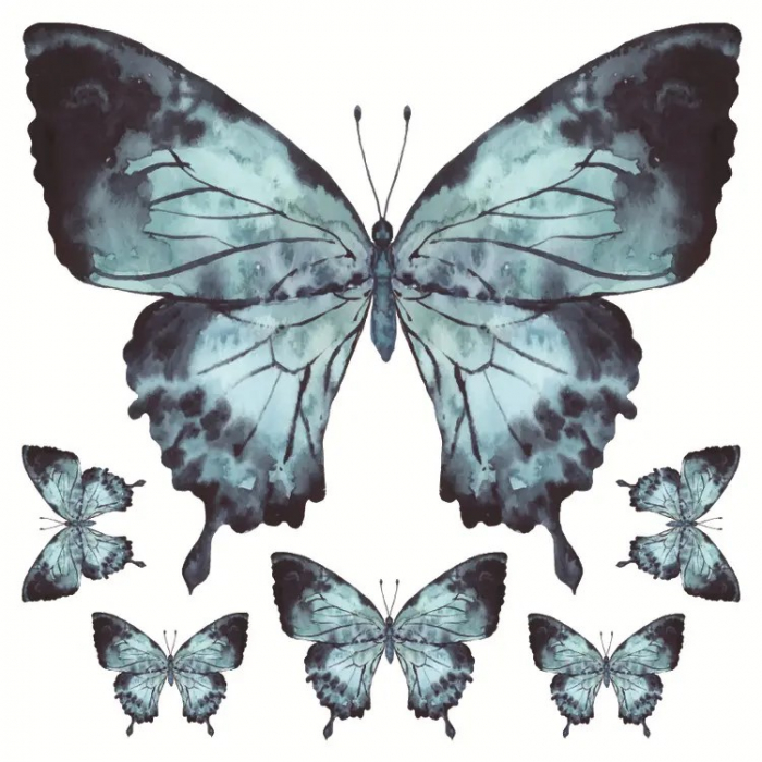 Sticker Autocolant de Perete cu 6 Fluturi Morpho Albaștri [6]