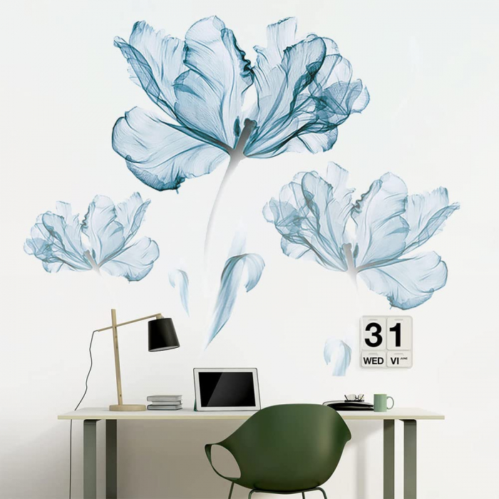 Sticker Autocolant de Perete cu Floare de Lotus Turcoaz, 100x84 cm [2]