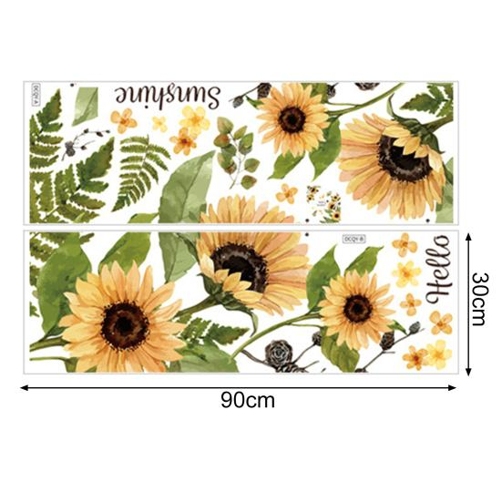 Sticker Autocolant de Perete cu Flori de Floarea Soarelui și Ferigi, 100x80 cm [6]