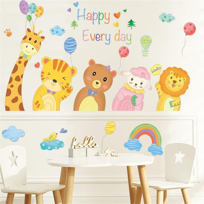 Sticker Decorativ cu Animale Salbatice si Baloane [3]