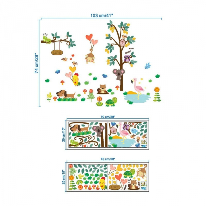 Sticker Decorativ cu Animale Vesele in Padure [5]