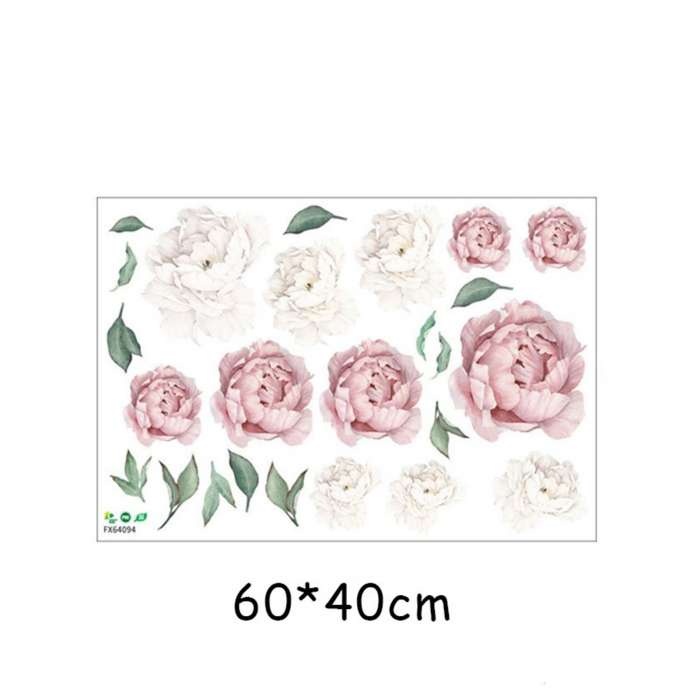 Sticker decorativ cu flori albe si roz [6]