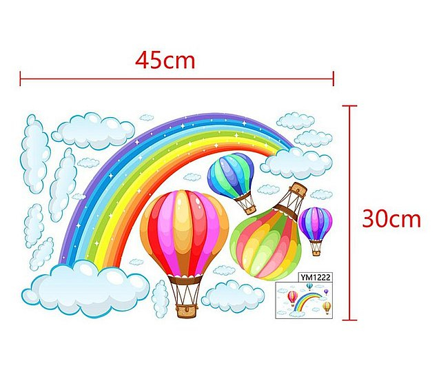 Sticker decorativ curcubeu si baloane cu aer cald [5]