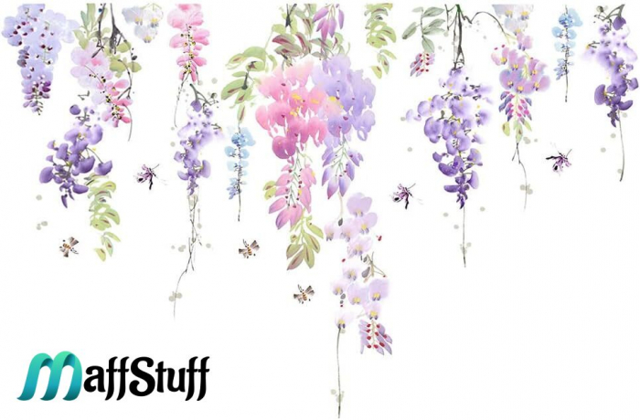 Sticker Decorativ de Perete cu Flori de Glicină Mov [5]