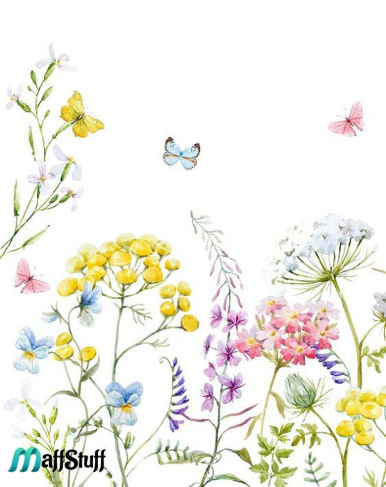 Sticker Decorativ de Perete cu Flori Sălbatice de Câmpie [5]