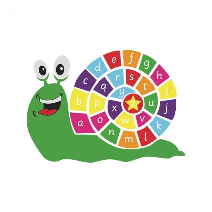 Sticker Decorativ Melc Vesel cu Abecedar pe Cochilie [6]