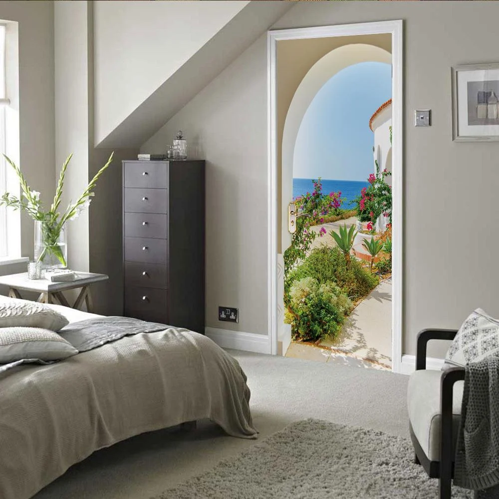 Sticker decorativ ușă 3D Autocolant ușă efect 3D realist Sticker ușă model casă mediteraneană Autocolant adeziv ușă 78x200 cm Sticker ușă design mediteranean Autocolant decorativ ușă stil mediteranean Sticker ușă interior 3D Autocolant ușă peisaj mediteranean Sticker ușă autoadeziv 3D Autocolant ușă efect vizual 3D [6]
