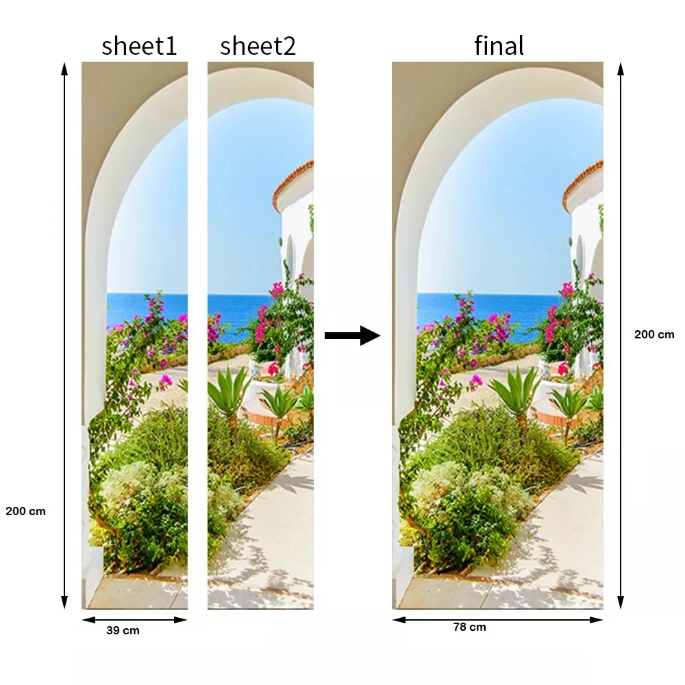 Sticker decorativ ușă 3D Autocolant ușă efect 3D realist Sticker ușă model casă mediteraneană Autocolant adeziv ușă 78x200 cm Sticker ușă design mediteranean Autocolant decorativ ușă stil mediteranean Sticker ușă interior 3D Autocolant ușă peisaj mediteranean Sticker ușă autoadeziv 3D Autocolant ușă efect vizual 3D [11]