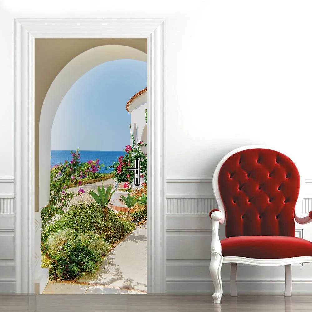 Sticker decorativ ușă 3D Autocolant ușă efect 3D realist Sticker ușă model casă mediteraneană Autocolant adeziv ușă 78x200 cm Sticker ușă design mediteranean Autocolant decorativ ușă stil mediteranean Sticker ușă interior 3D Autocolant ușă peisaj mediteranean Sticker ușă autoadeziv 3D Autocolant ușă efect vizual 3D [8]