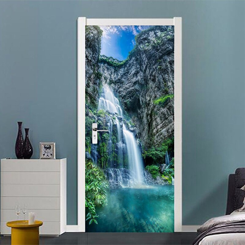 Sticker decorativ ușă 3D Autocolant ușă efect 3D realist Sticker ușă model Cascadă pe Lac de Munte Autocolant adeziv ușă 78x200 cm Sticker ușă design peisaj montan Autocolant decorativ ușă peisaj de munte Sticker ușă interior 3D Autocolant ușă peisaj cu cascadă Sticker ușă autoadeziv 3D Autocolant ușă efect vizual 3D [9]